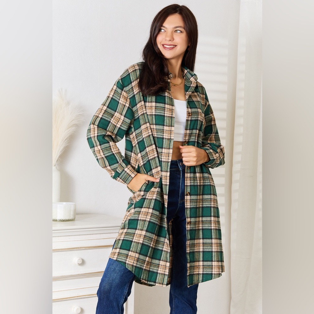 Mandy Plaid Collared Neck Long Sleeve Shirt